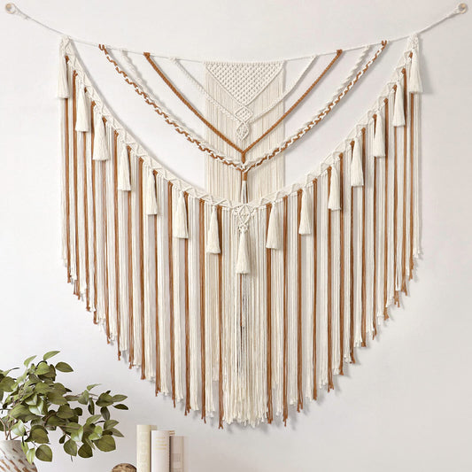 Lewcumy Large Macrame Wall Hanging Bohemian Style Geometric Art